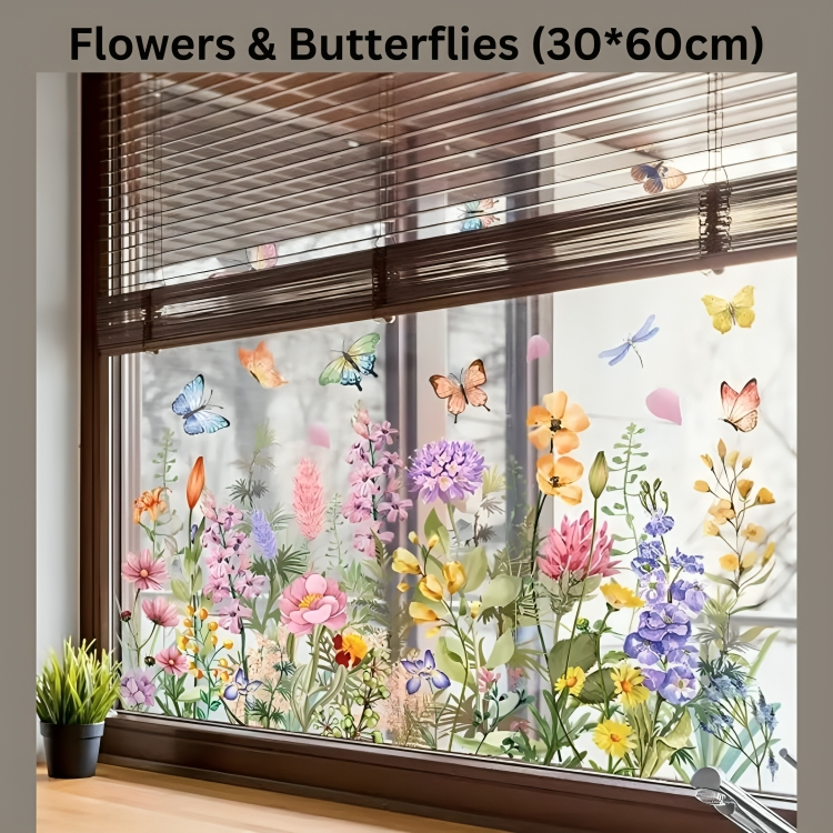 50% RABATT TEMPORÄR | FloraShade™ | Blumenmuster-Fensteraufkleber