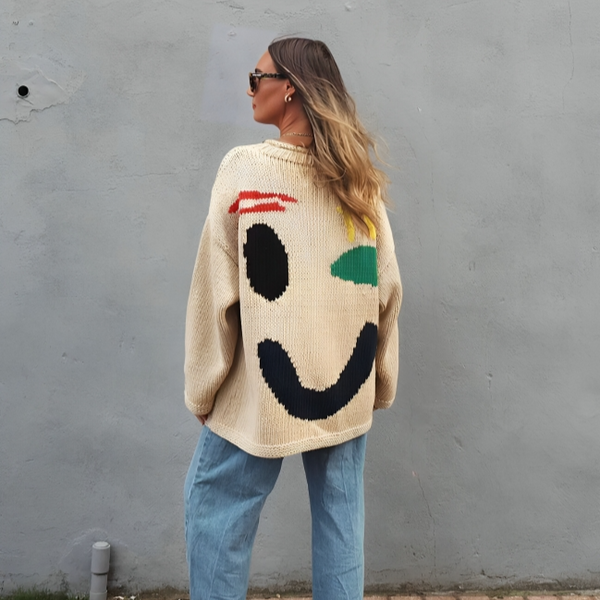 50% RABATT TEMPORÄR | CozyJoy™ | Heiterer Smiley-Pullover in Übergröße