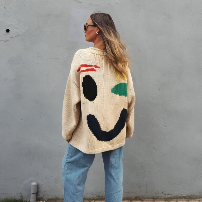 CozyJoy™ | Heiterer Smiley-Pullover in Übergröße