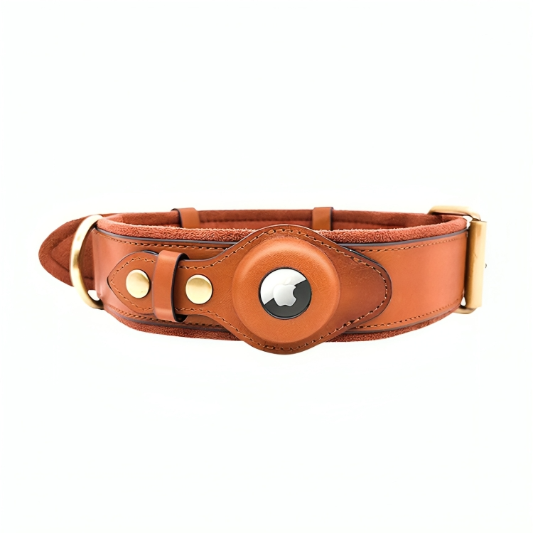 TrackTails™ | Leder-Hundehalsband mit AirTag-Tasche