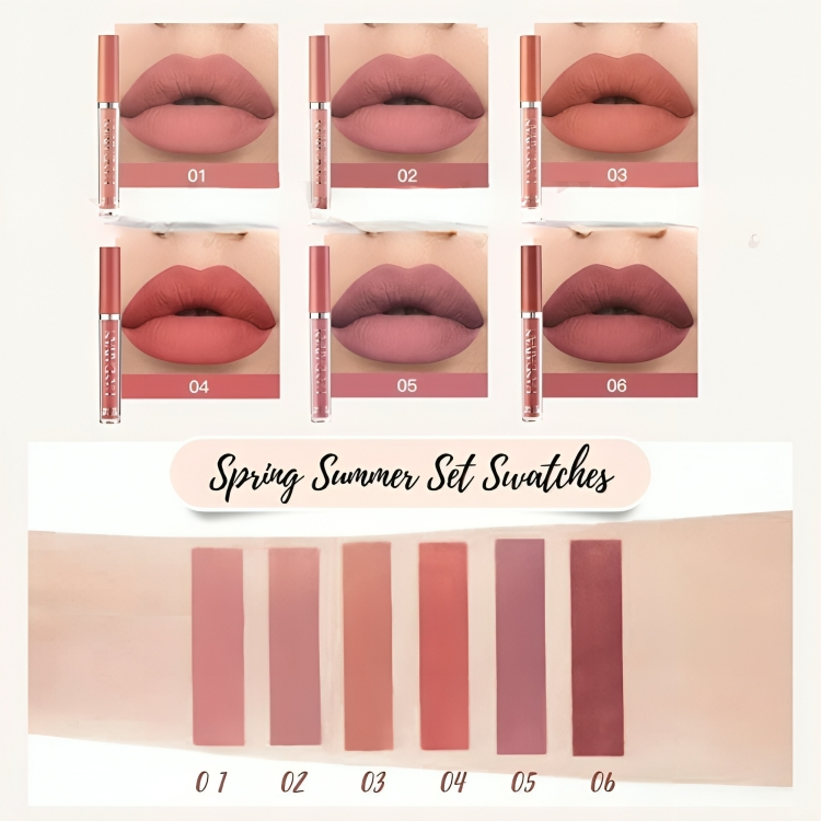3 In 1 Lippenstift-Set Matt – 3 Lippenstifte + Flüssiggloss + Lipliner, Farbe #02, Langanhaltend