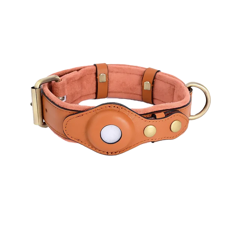 TrackTails™ | Leder-Hundehalsband mit AirTag-Tasche