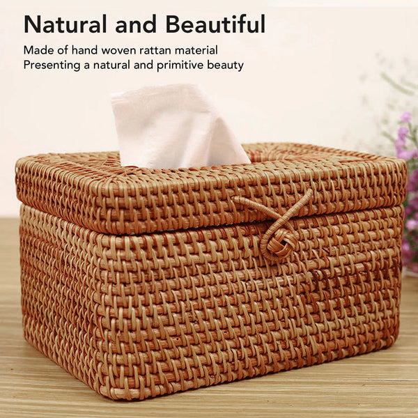 RusticBox™ | Handgefertigte Rattan-Taschentuchbox