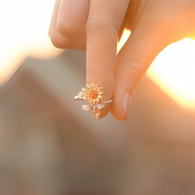 50% RABATT TEMPORÄR | CalmingBloom™ | Sonnenblume rotierender Anti-Angst-Ring