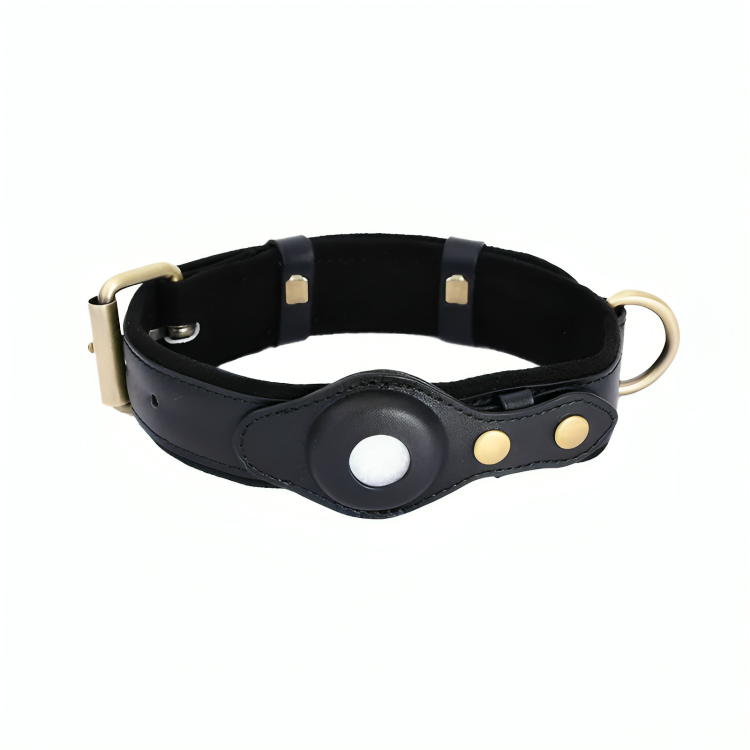 TrackTails™ | Leder-Hundehalsband mit AirTag-Tasche