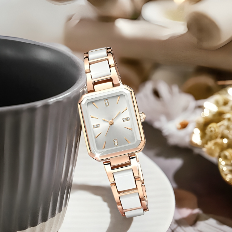 TimeLuxe™ | Elegante rechteckige Quarzarmbanduhr für Damen