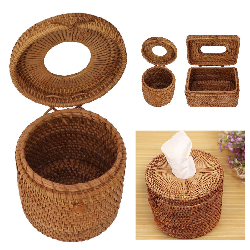 RusticBox™ | Handgefertigte Rattan-Taschentuchbox