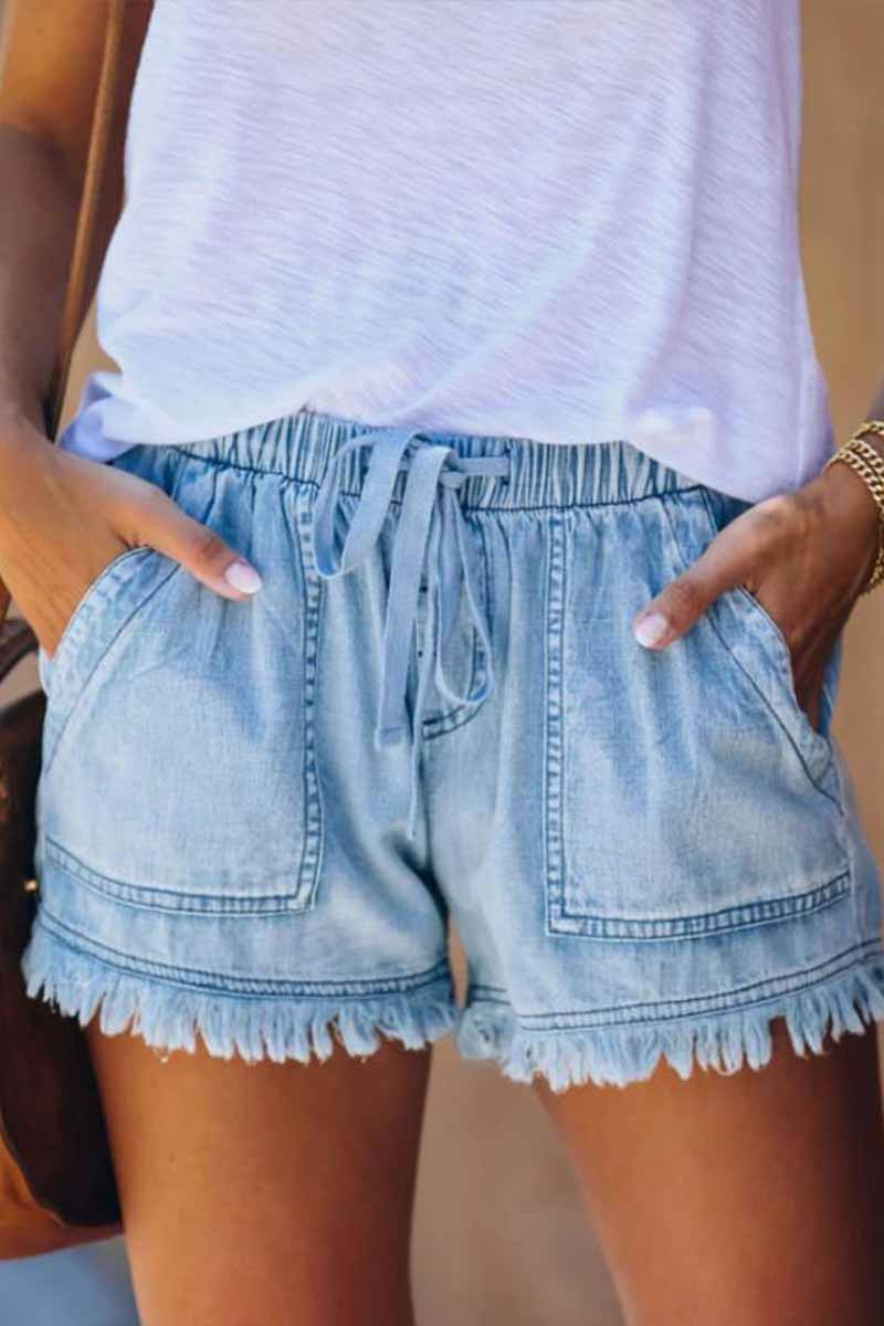 Sarah™ - Quastentaschen Design Denim Shorts - ByCheri