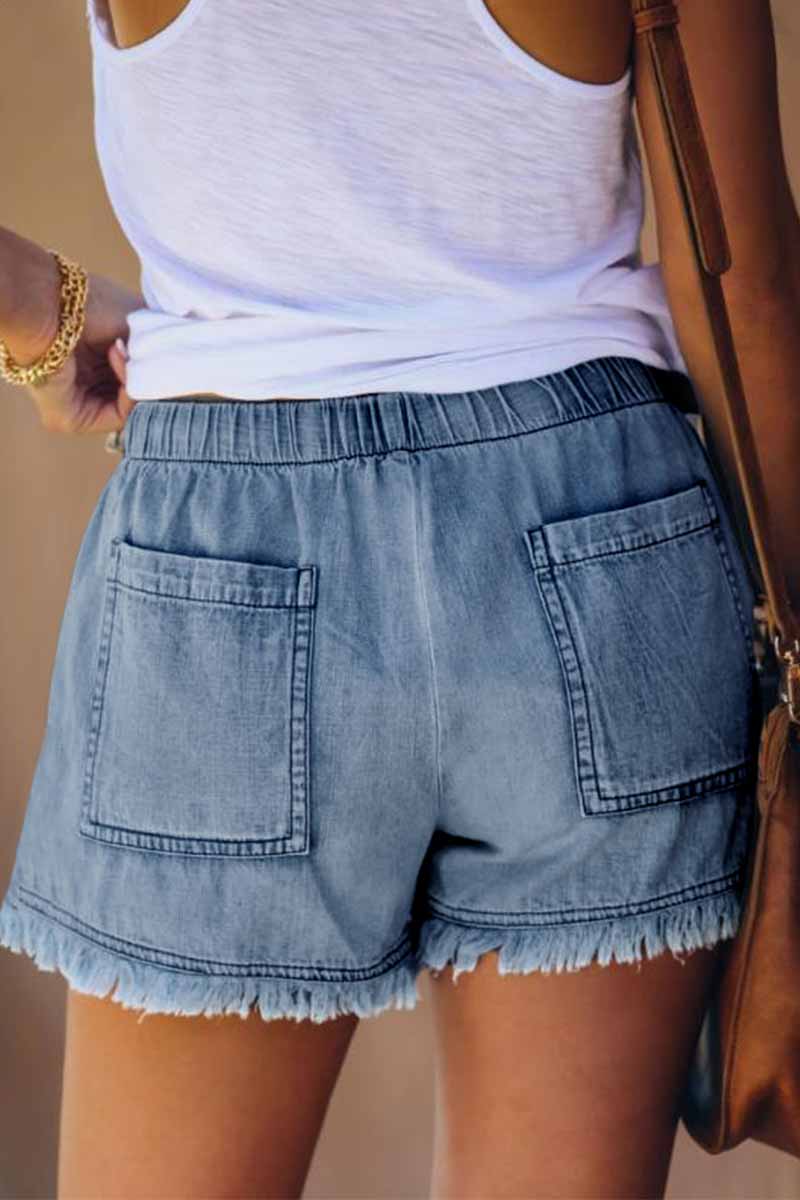 Sarah™ - Quastentaschen Design Denim Shorts - ByCheri