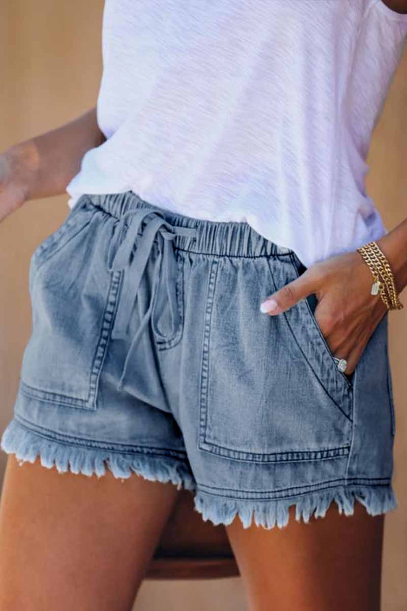 Sarah™ - Quastentaschen Design Denim Shorts - ByCheri