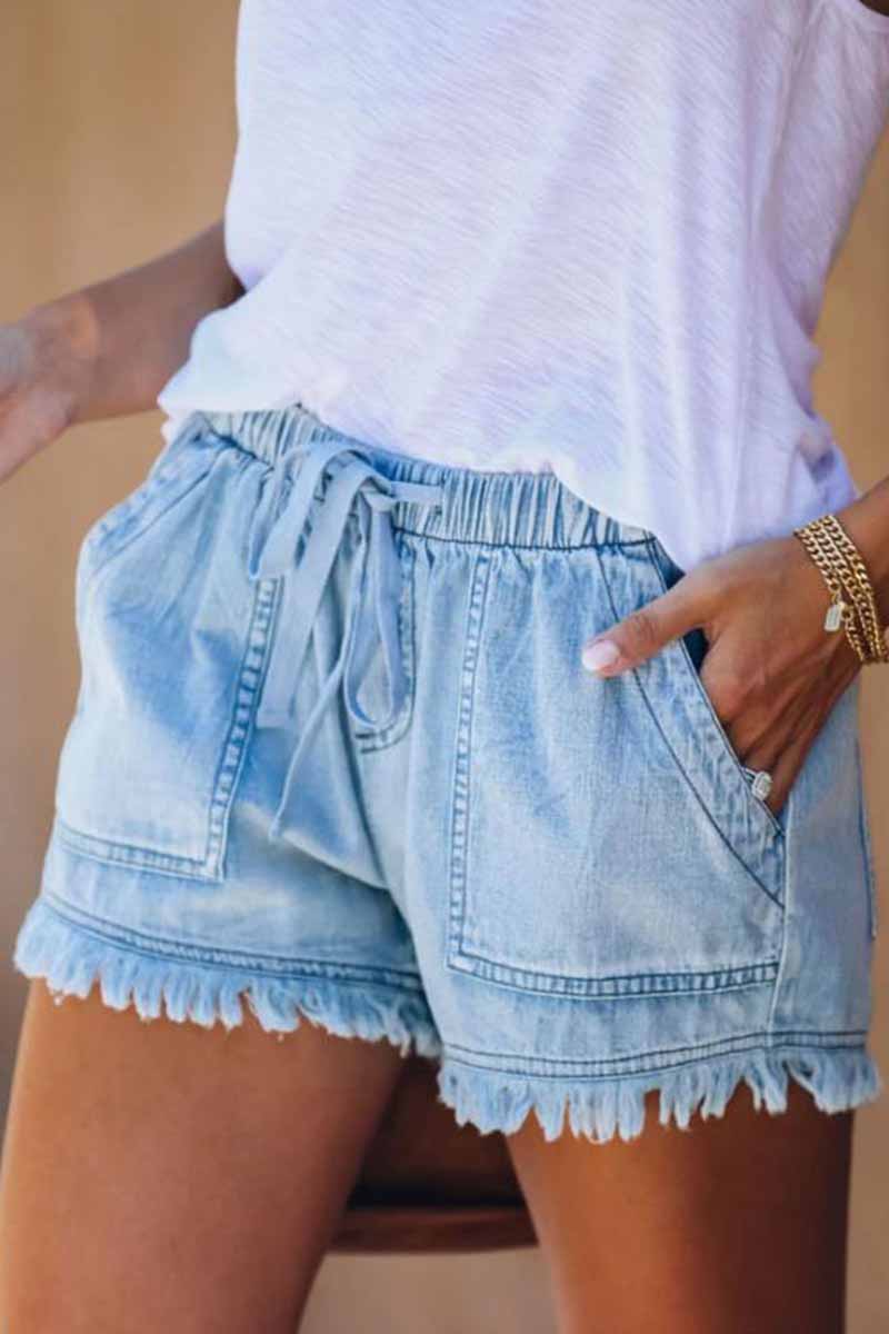 Sarah™ - Quastentaschen Design Denim Shorts - ByCheri