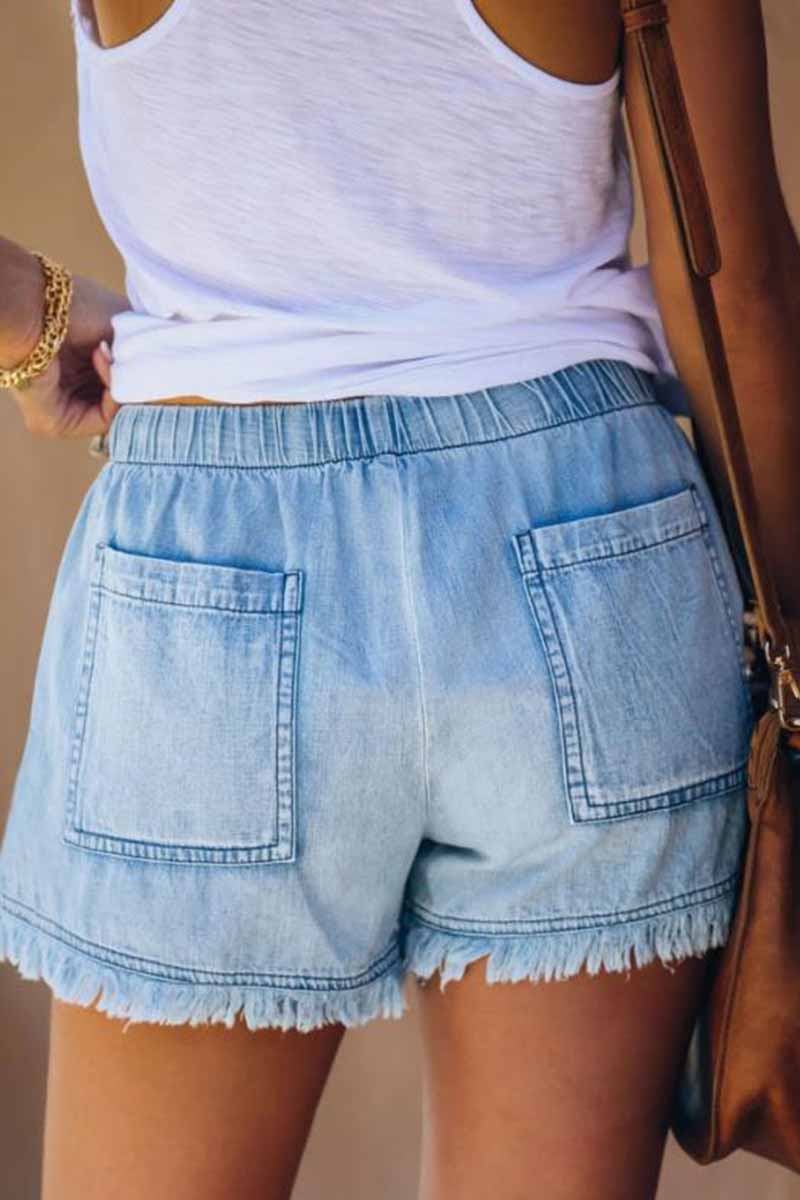 Sarah™ - Quastentaschen Design Denim Shorts - ByCheri