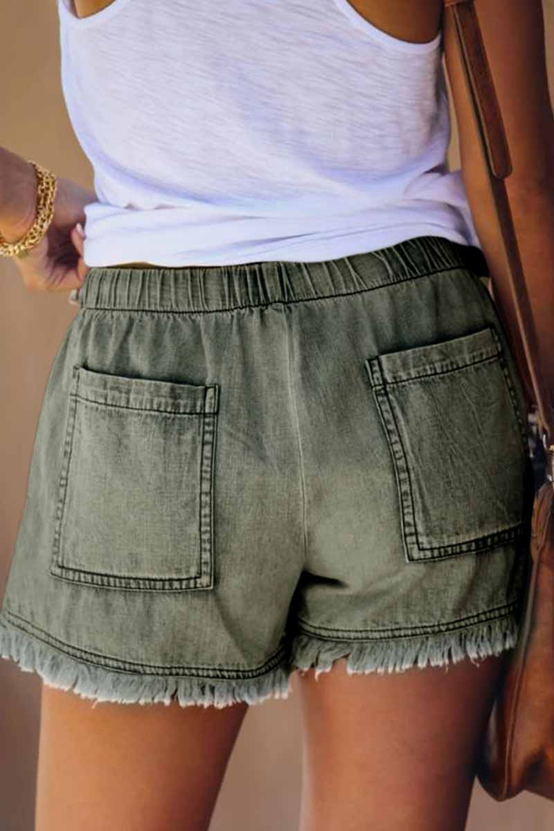 Sarah™ - Quastentaschen Design Denim Shorts - ByCheri