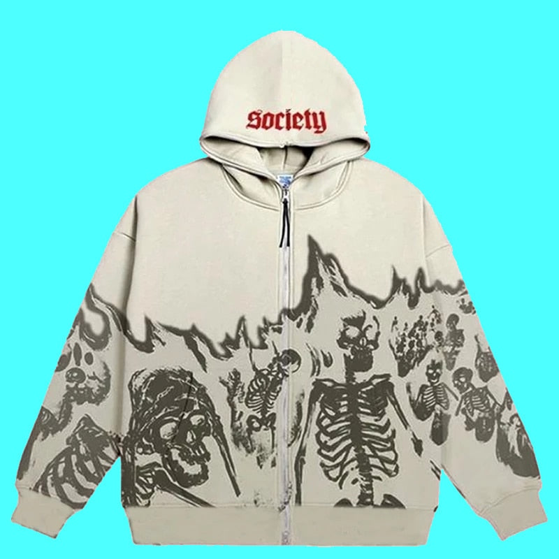 RAFAEL™ - Herren Skull Print Streetwear Hoodie - ByCheri