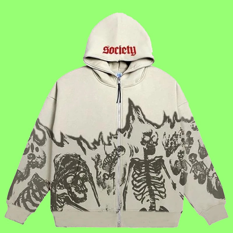 RAFAEL™ - Herren Skull Print Streetwear Hoodie - ByCheri