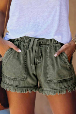 Sarah™ - Quastentaschen Design Denim Shorts - ByCheri